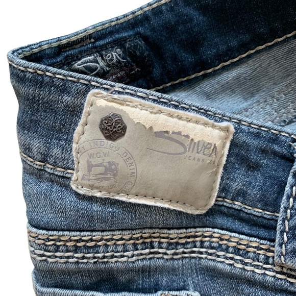 Silver jeans size 28 Capri pedal pusher thick stitch low rise skinny medium wash - Picture 6 of 7